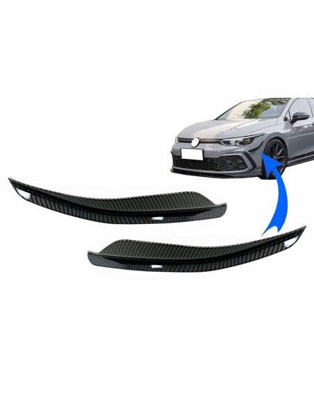 Priekinio buferio šoniniai pelekai skirti VW Golf 8 GTI R-Line (nuo 2020 m.), karbono imitacija