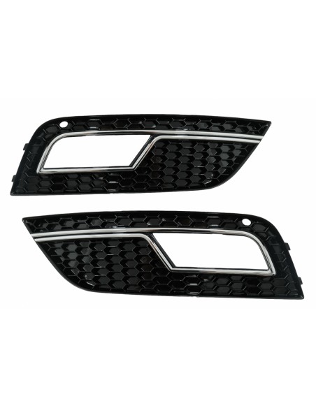 RS4 stiliaus priekinio buferio grotelės skirtos Audi A4 B8 facelift (2012-2015), chromas/juoda