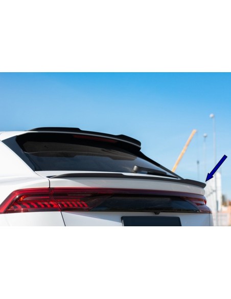 Sport stiliaus bagažinės dangčio spoileris skirtas Audi Q8 SUV (nuo 2018m.), juodas blizgus