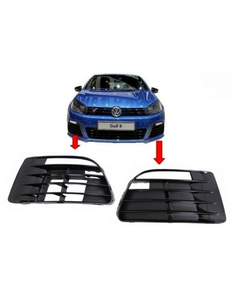 R20 stiliaus priekinio buferio grotelės skirtos VW Golf VI (2008-2012), juodos blizgios
