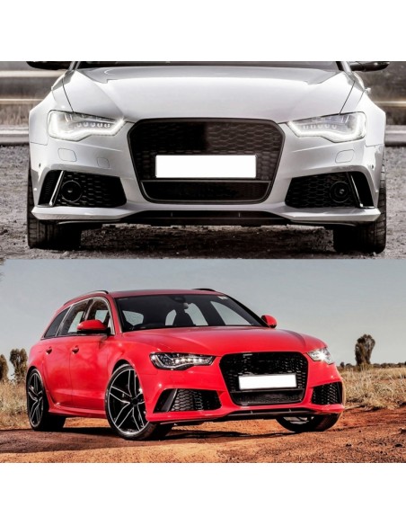 RS stiliaus priekinės grotelės skirtos Audi A6 C7 Pre-Facelift (2011-2014), juodos blizgios