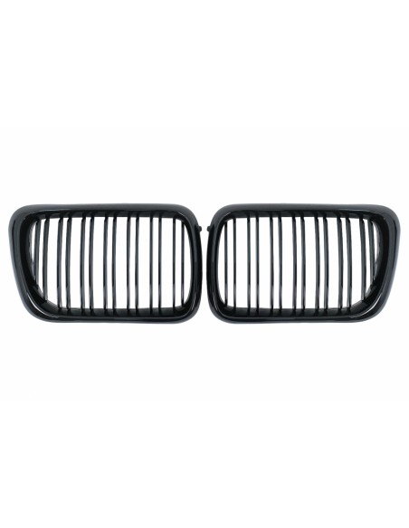Dvigubos priekinės grotelės skirtos BMW 3 E36 LCI (11.1996-1999), juodos blizgios