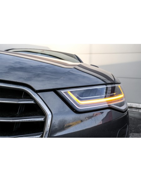 Matrix stiliaus FULL LED priekiniai žibintai skirti Audi A6 C7 (2011-2018), su dinaminiais posūkių žibintais