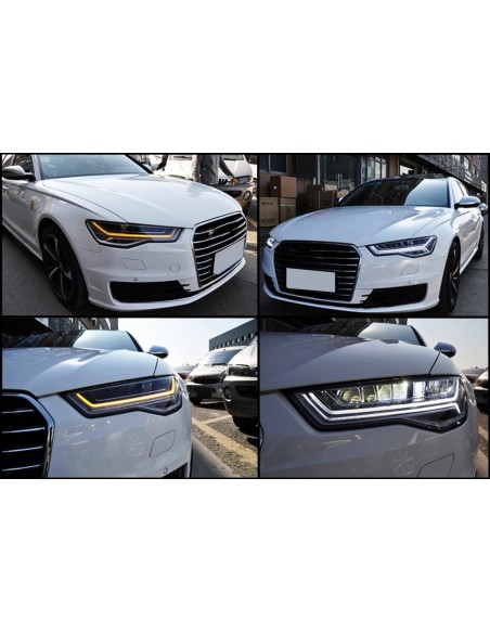 Matrix stiliaus FULL LED priekiniai žibintai skirti Audi A6 C7 (2011-2018), su dinaminiais posūkių žibintais