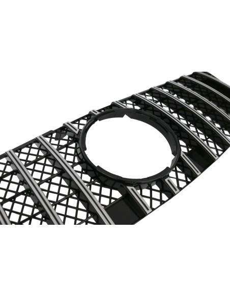 GT-R Panamericana stiliaus priekinės grotelės skirtos Mercedes ML W164 Facelift (07.2008-2011), juodos/chromas