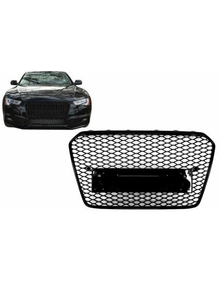 RS stiliaus priekinės grotelės skirtos Audi A5 8T (2012-2015), juodos blizgios